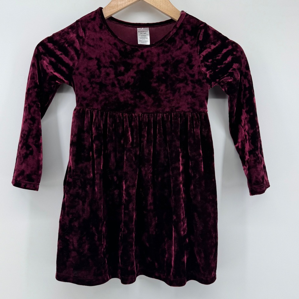 Healthtex Velvet Dress Holiday Aesthetic Toddler Girls Burgundy Brick 5T